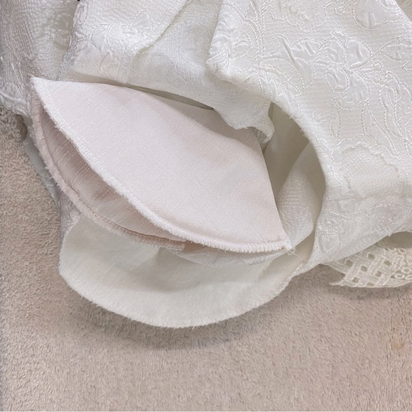 Vintage White Long Sleeve Pleated Midi Shift Bride Mother Of The Bride Dress M - Picture 12 of 16